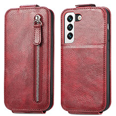 Funda de Cuero Flip para Samsung Galaxy S21 FE 5G Rojo