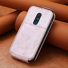 Funda de Cuero Flip S01D para Nokia C3 Oro Rosa