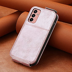 Funda de Cuero Flip S01D para Samsung Galaxy F13 4G Oro Rosa