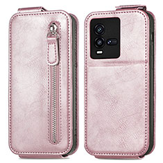 Funda de Cuero Flip S01D para Vivo iQOO 10 5G Oro Rosa