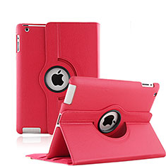 Funda de Cuero Giratoria con Soporte para Apple iPad 4 Rojo