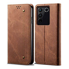 Funda de pano Cartera con Soporte B01S para Vivo V27 Pro 5G Marron