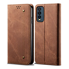 Funda de pano Cartera con Soporte B01S para Vivo Y12s Marron