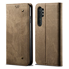 Funda de pano Cartera con Soporte B01S para Xiaomi Mi Note 10 Lite Caqui