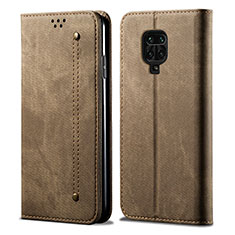 Funda de pano Cartera con Soporte B01S para Xiaomi Redmi Note 9 Pro Caqui