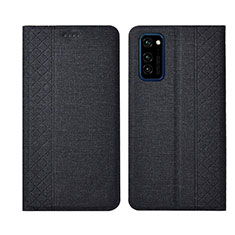 Funda de pano Cartera con Soporte H01 para Huawei Honor V30 Pro 5G Negro