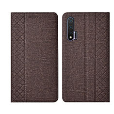 Funda de pano Cartera con Soporte H01 para Huawei Nova 6 Marron