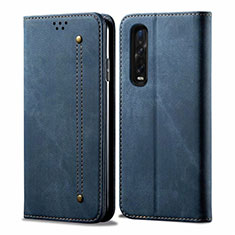 Funda de pano Cartera con Soporte H01 para Oppo Find X2 Pro Azul