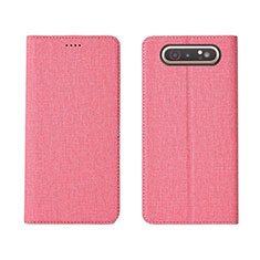 Funda de pano Cartera con Soporte H01 para Samsung Galaxy A80 Rosa