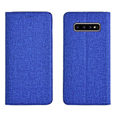 Funda de pano Cartera con Soporte H01 para Samsung Galaxy S10 Plus Azul