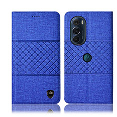 Funda de pano Cartera con Soporte H12P para Motorola Moto Edge Plus (2022) 5G Azul