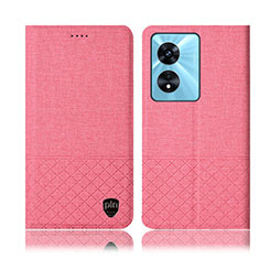 Funda de pano Cartera con Soporte H12P para Oppo A78 5G Rosa