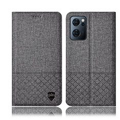 Funda de pano Cartera con Soporte H12P para Oppo Reno7 5G Gris