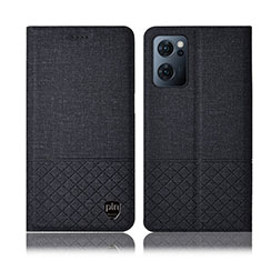 Funda de pano Cartera con Soporte H12P para Oppo Reno7 5G Negro