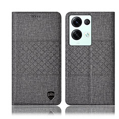 Funda de pano Cartera con Soporte H12P para Oppo Reno8 Pro 5G Gris