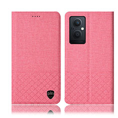 Funda de pano Cartera con Soporte H12P para Oppo Reno8 Z 5G Rosa