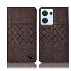 Funda de pano Cartera con Soporte H12P para Oppo Reno9 5G Marron