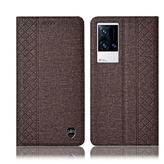 Funda de pano Cartera con Soporte H12P para Vivo iQOO 8 5G Marron