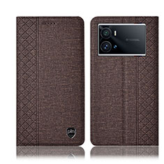 Funda de pano Cartera con Soporte H12P para Vivo iQOO 9 Pro 5G Marron