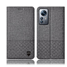 Funda de pano Cartera con Soporte H12P para Xiaomi Mi 12S 5G Gris