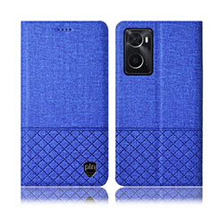 Funda de pano Cartera con Soporte H13P para Oppo A76 Azul