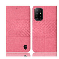 Funda de pano Cartera con Soporte H13P para Oppo F19 Pro+ Plus 5G Rosa