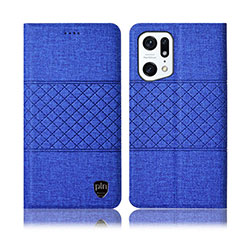 Funda de pano Cartera con Soporte H13P para Oppo Find X5 5G Azul