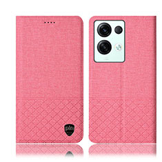 Funda de pano Cartera con Soporte H13P para Oppo Reno8 Pro+ Plus 5G Rosa