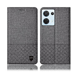 Funda de pano Cartera con Soporte H13P para Oppo Reno9 Pro 5G Gris