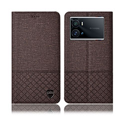 Funda de pano Cartera con Soporte H13P para Vivo iQOO 9 Pro 5G Marron