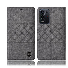 Funda de pano Cartera con Soporte H14P para Oppo K9X 5G Gris