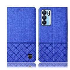 Funda de pano Cartera con Soporte H14P para Oppo Reno6 5G Azul