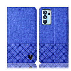 Funda de pano Cartera con Soporte H14P para Oppo Reno6 Pro 5G India Azul