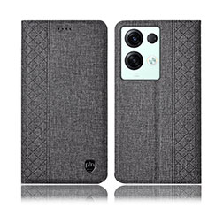 Funda de pano Cartera con Soporte H14P para Oppo Reno8 Pro 5G Gris