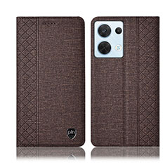 Funda de pano Cartera con Soporte H14P para Oppo Reno9 5G Marron