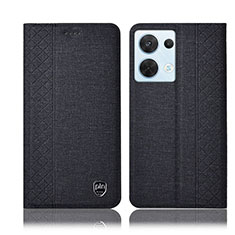 Funda de pano Cartera con Soporte H14P para Oppo Reno9 5G Negro