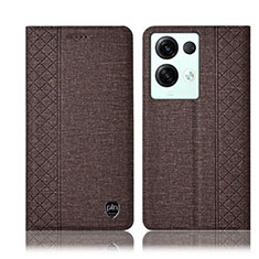 Funda de pano Cartera con Soporte H14P para Oppo Reno9 Pro+ Plus 5G Marron