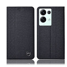 Funda de pano Cartera con Soporte H14P para Oppo Reno9 Pro+ Plus 5G Negro