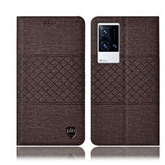 Funda de pano Cartera con Soporte H14P para Vivo iQOO 8 5G Marron