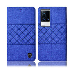 Funda de pano Cartera con Soporte H14P para Vivo iQOO 8 Pro 5G Azul