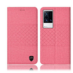 Funda de pano Cartera con Soporte H14P para Vivo iQOO 8 Pro 5G Rosa