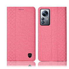Funda de pano Cartera con Soporte H14P para Xiaomi Mi 12 5G Rosa