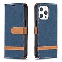 Funda de pano Cartera con Soporte para Apple iPhone 13 Pro Max Azul Real