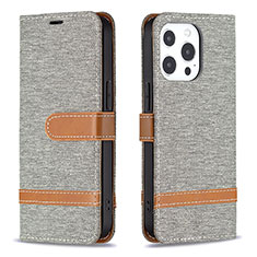 Funda de pano Cartera con Soporte para Apple iPhone 14 Pro Gris