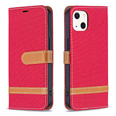Funda de pano Cartera con Soporte para Apple iPhone 15 Plus Rojo