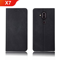 Funda de pano Cartera con Soporte para Nokia X7 Negro