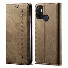 Funda de pano Cartera con Soporte para Oppo A53s Caqui