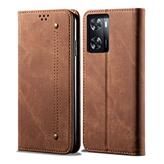 Funda de pano Cartera con Soporte para Oppo A57 5G Marron