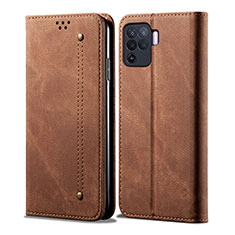 Funda de pano Cartera con Soporte para Oppo A94 4G Marron