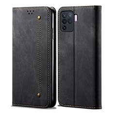 Funda de pano Cartera con Soporte para Oppo F19 Pro Negro